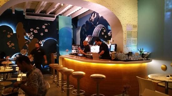 bar and seating area